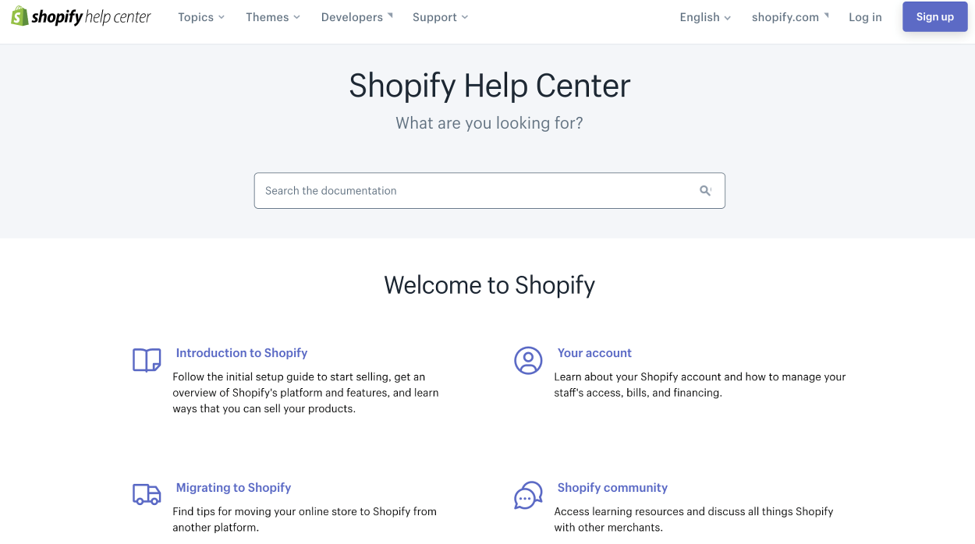 Shopify Help Centre Information