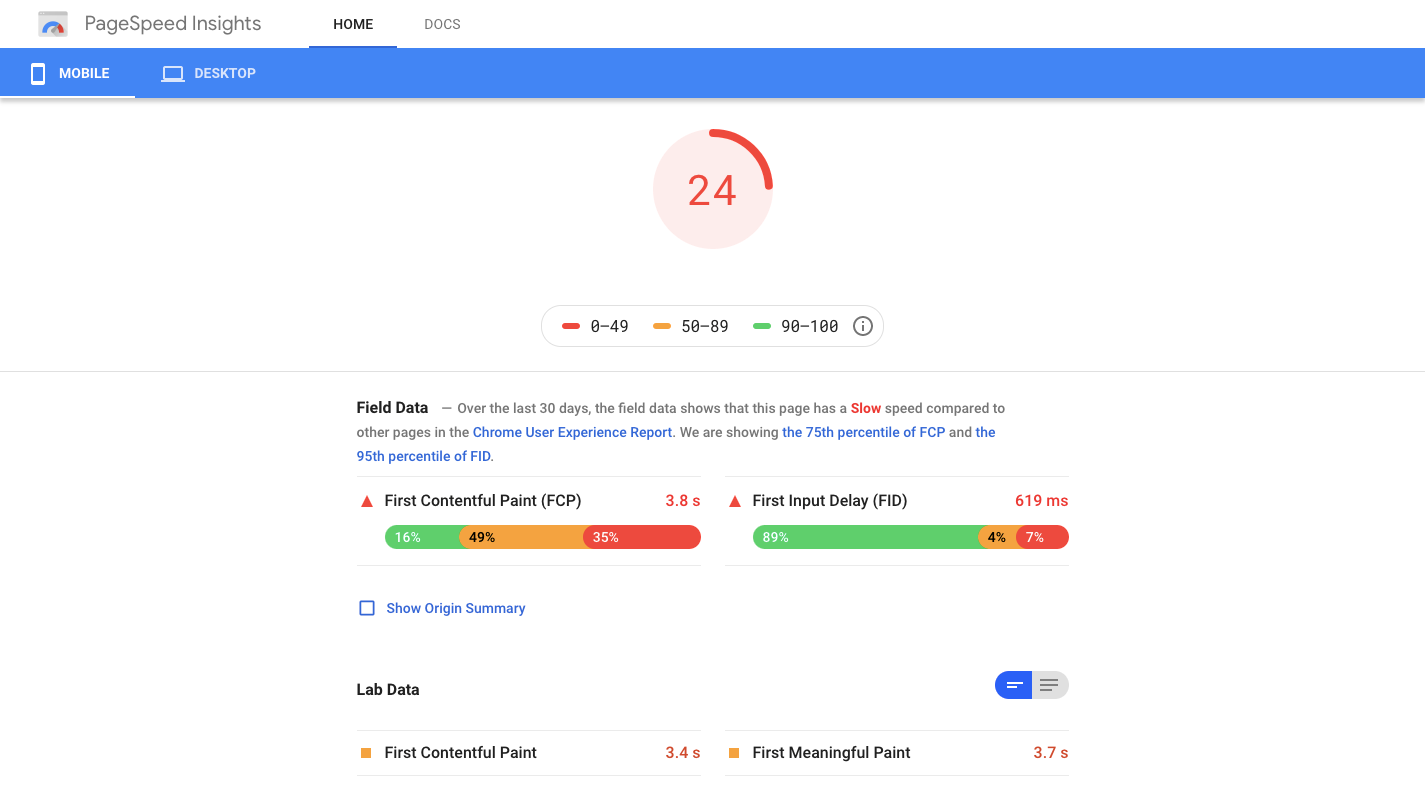 Google Page Speed Insights Tool