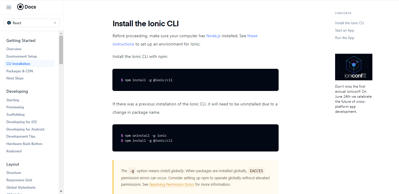 Ionic CLI Installation